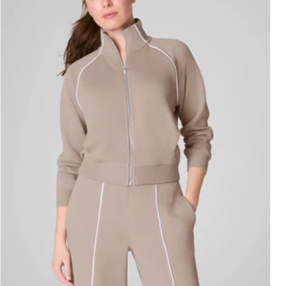 SPANX Ashwood Track Set Jacket (L) and Flare Pant (L, Tall - 34.5 inseam)